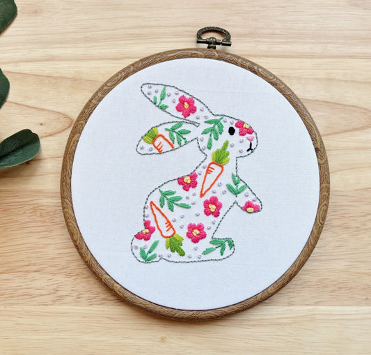 Spring Floral Easter Bunny Embroidery PDF Pattern