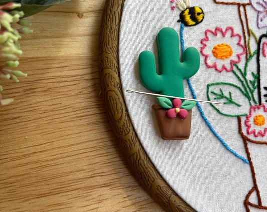 Embroidery Needle Minder, Cactus